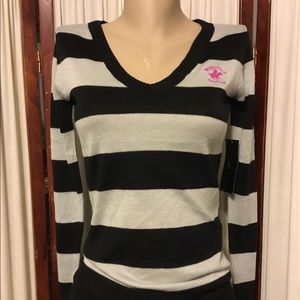 Brand New Beverly Hills Polo Club Black & Gray Sweater Size M
